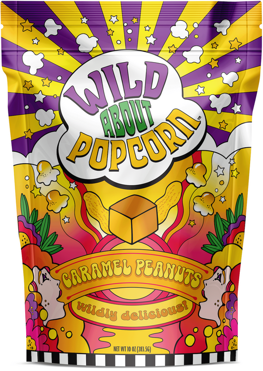 Wild About Popcorn Caramel Peanuts Flavor Popcorn Bag Front