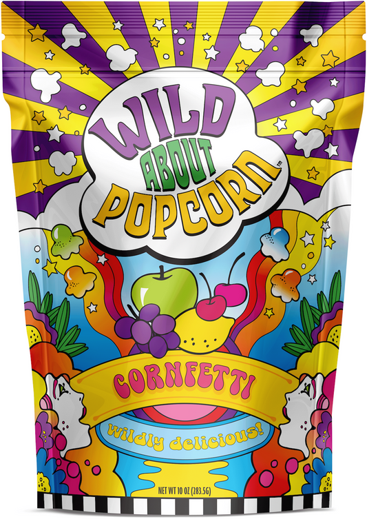 Wild About Popcorn Cornfetti Flavor Popcorn Bag Front