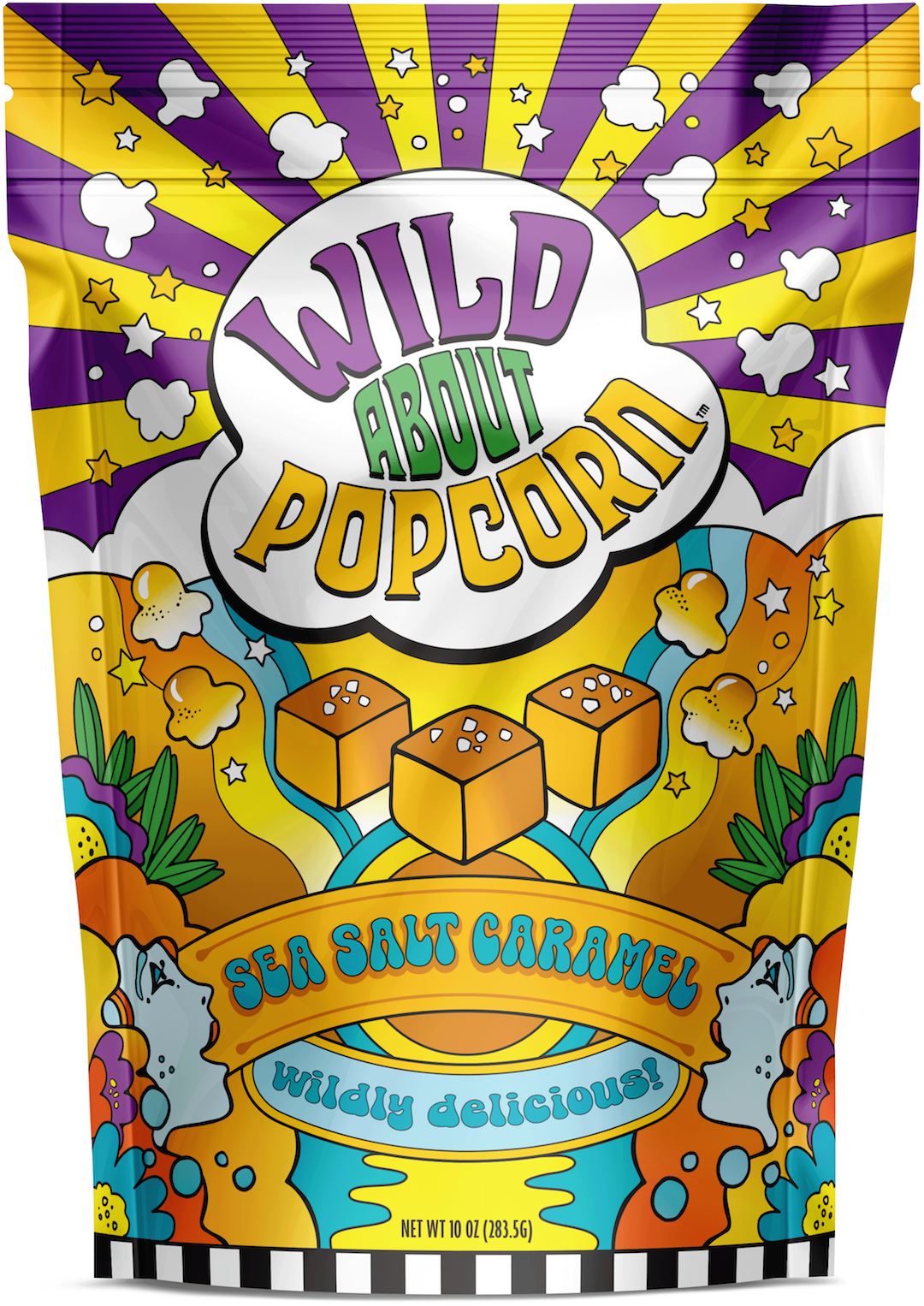Wild About Popcorn Sea Salt Caramel Flavor Popcorn Bag Front