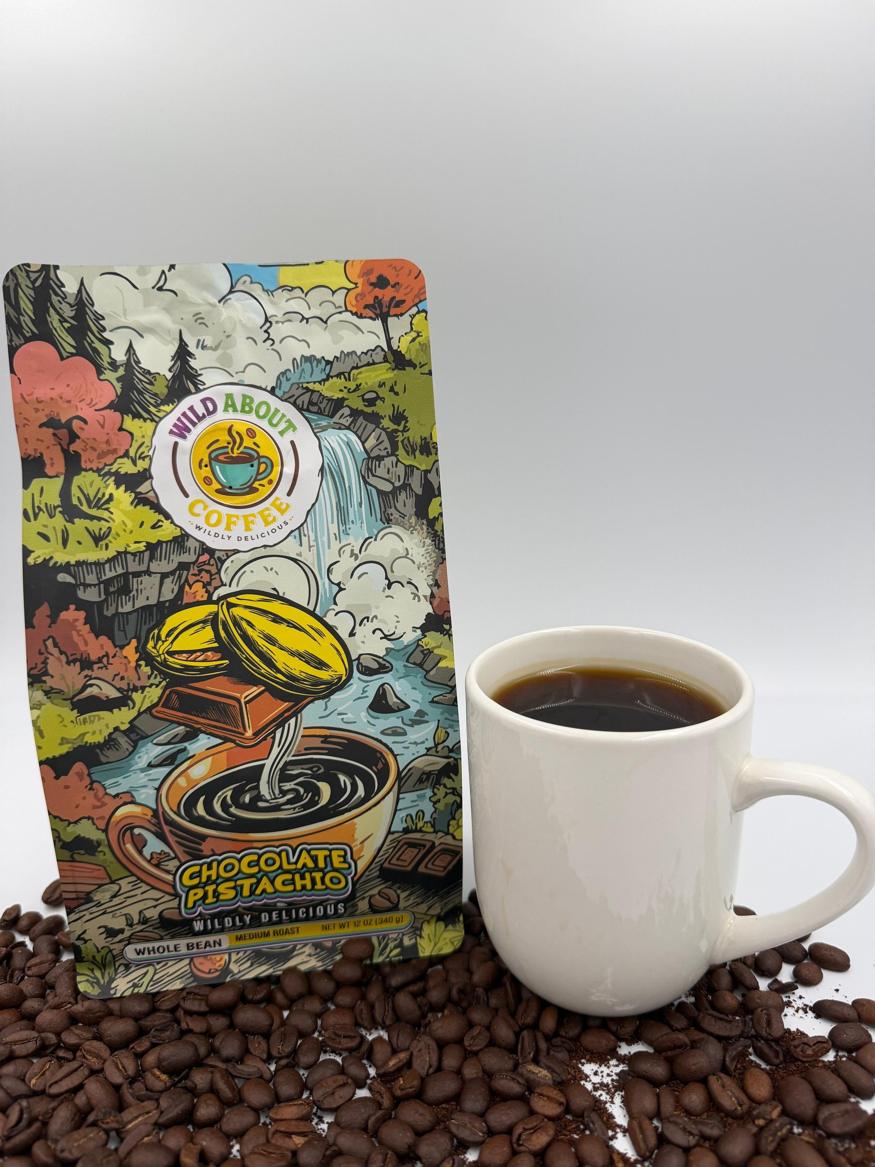 Chocolate Pistachio Coffee – Flavored Medium Roast | Wild About Coffee