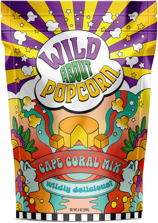 Wild About Popcorn Cape Coral Mix Flavor Gourmet Popcorn Bag Front