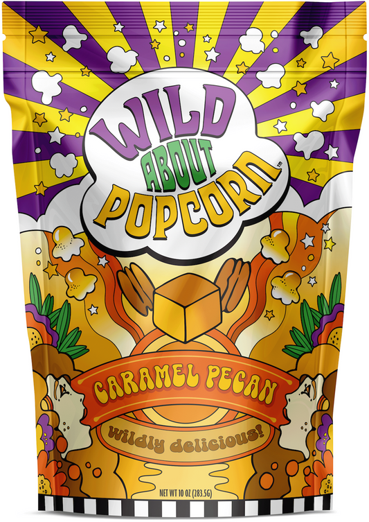 Wild About Popcorn Caramel Pecan Flavor Popcorn Bag Front