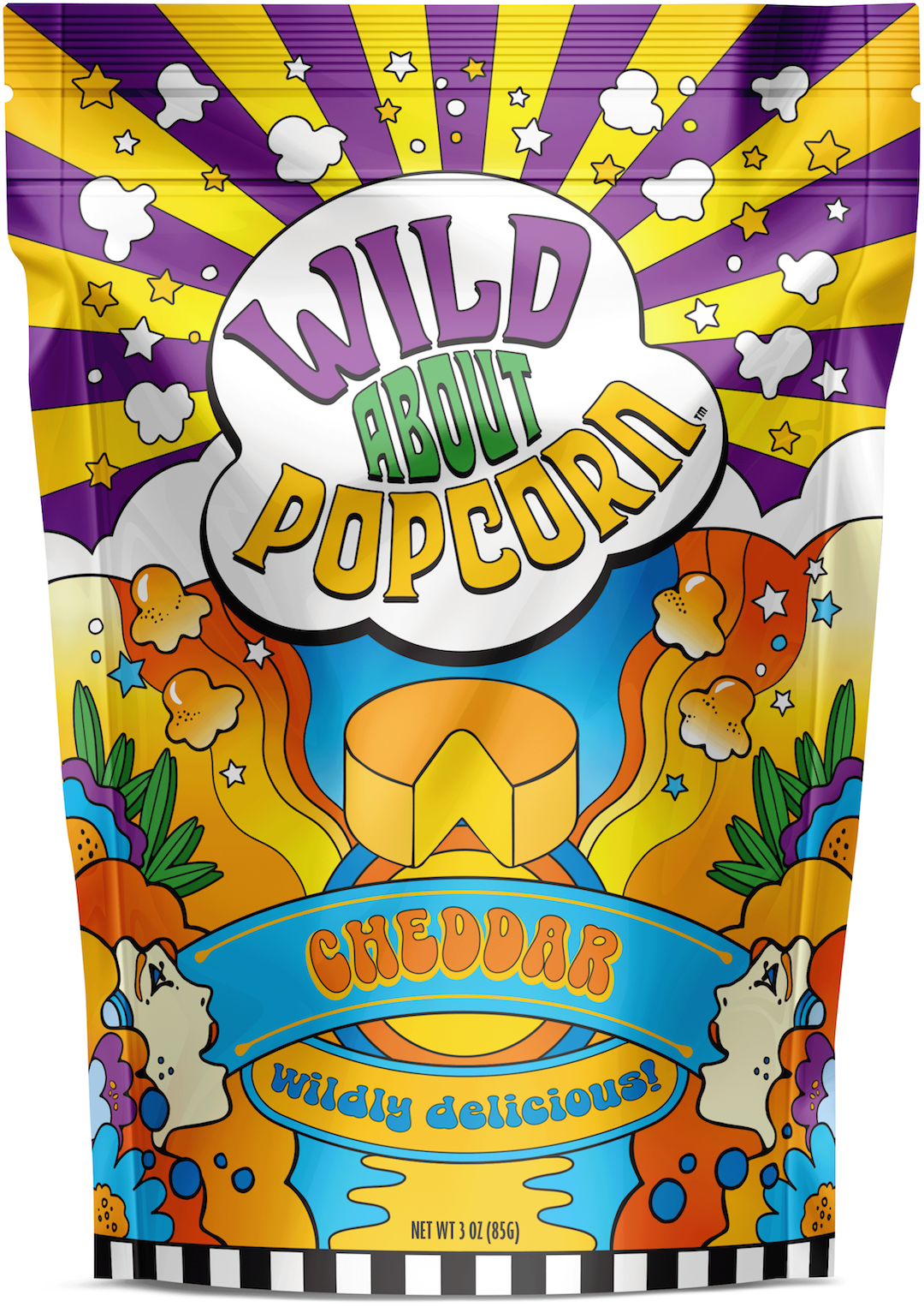 Wild About Popcorn Cheddar Flavor Popcorn Bag Front