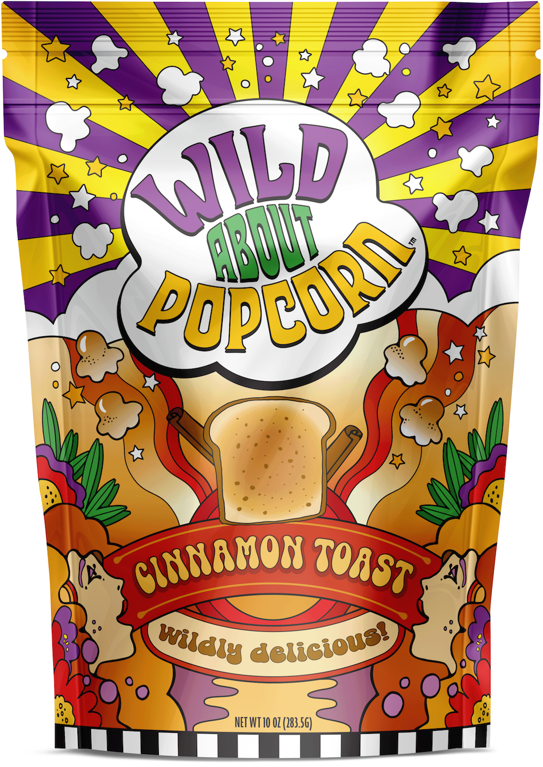 Wild About Popcorn Cinnamon Toast Flavor Popcorn Bag Front