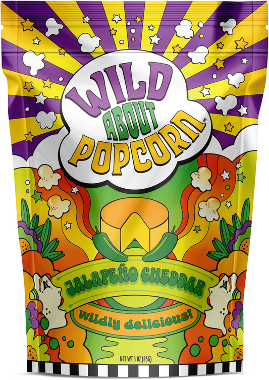Wild About Popcorn Jalapeno Cheddar Flavor Popcorn Bag Front