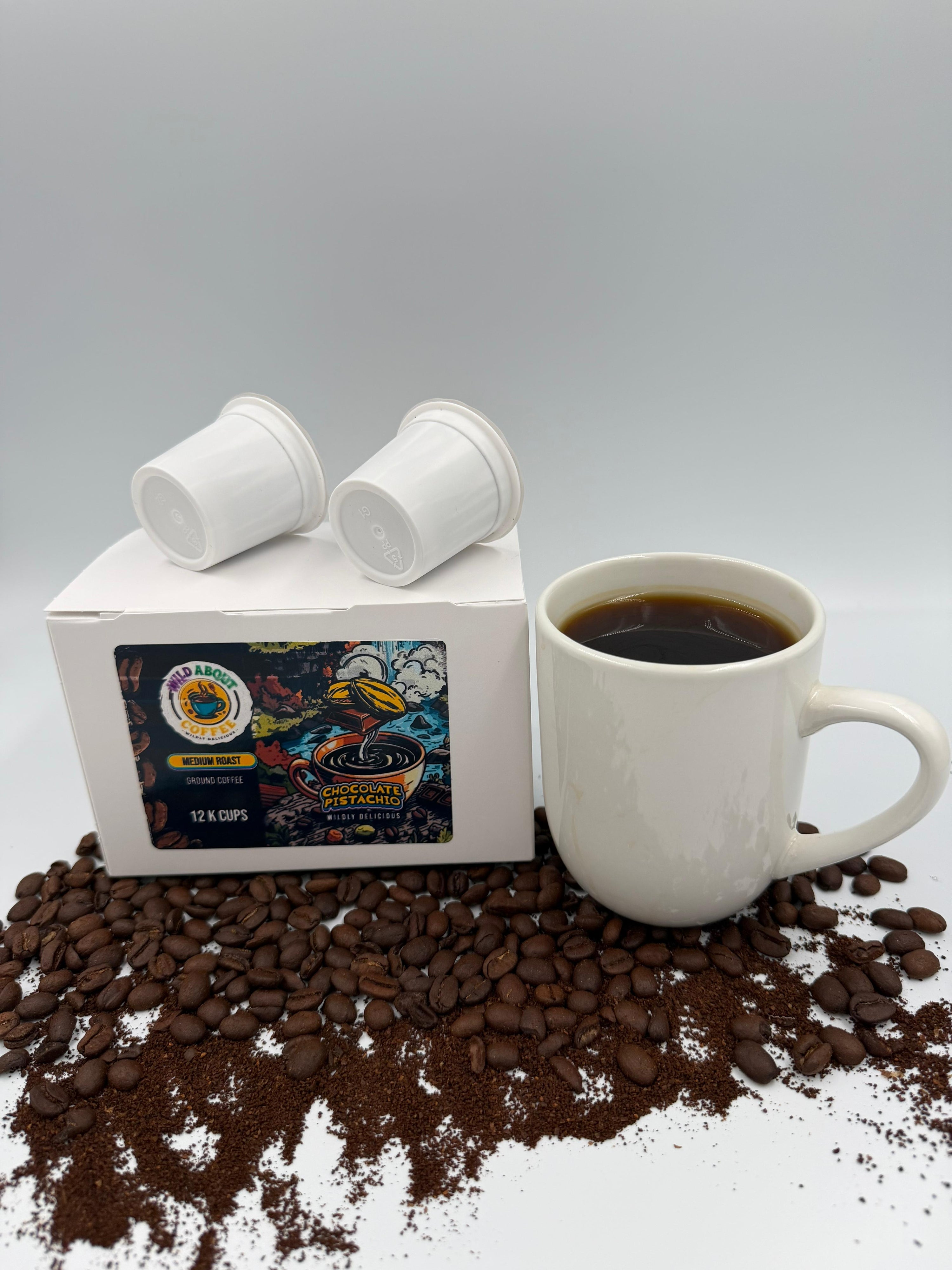 Chocolate Pistachio Coffee – Flavored Medium Roast K Cups | Wild About Coffee
