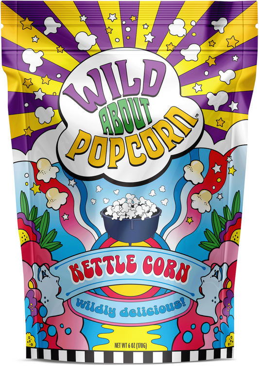Wild About Popcorn Kettle Corn Flavor Popcorn Bag Front