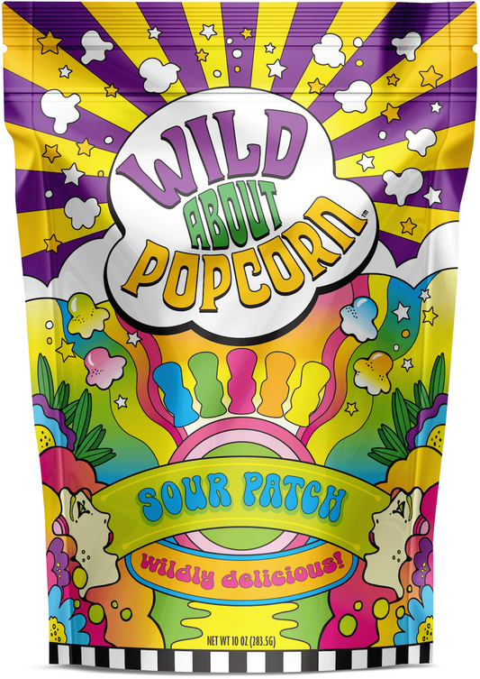 Wild About Popcorn Sour Patch Flavor Popcorn Bag Front
