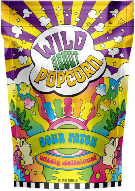 Wild About Popcorn Sour Patch Flavor Popcorn Bag Front