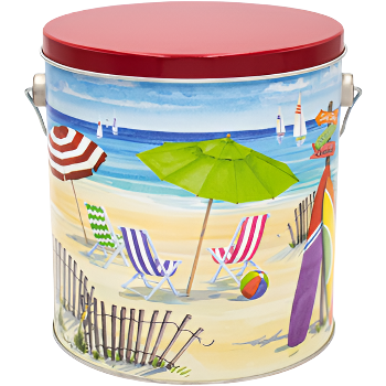 Gourmet Flavored Popcorn Tin 1 Gallon Beach