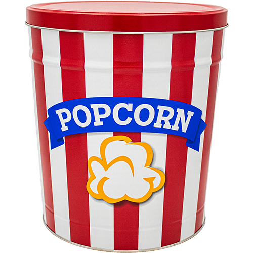 Gourmet Flavored Popcorn Tin 3.5 Gallon Blue Ribbon
