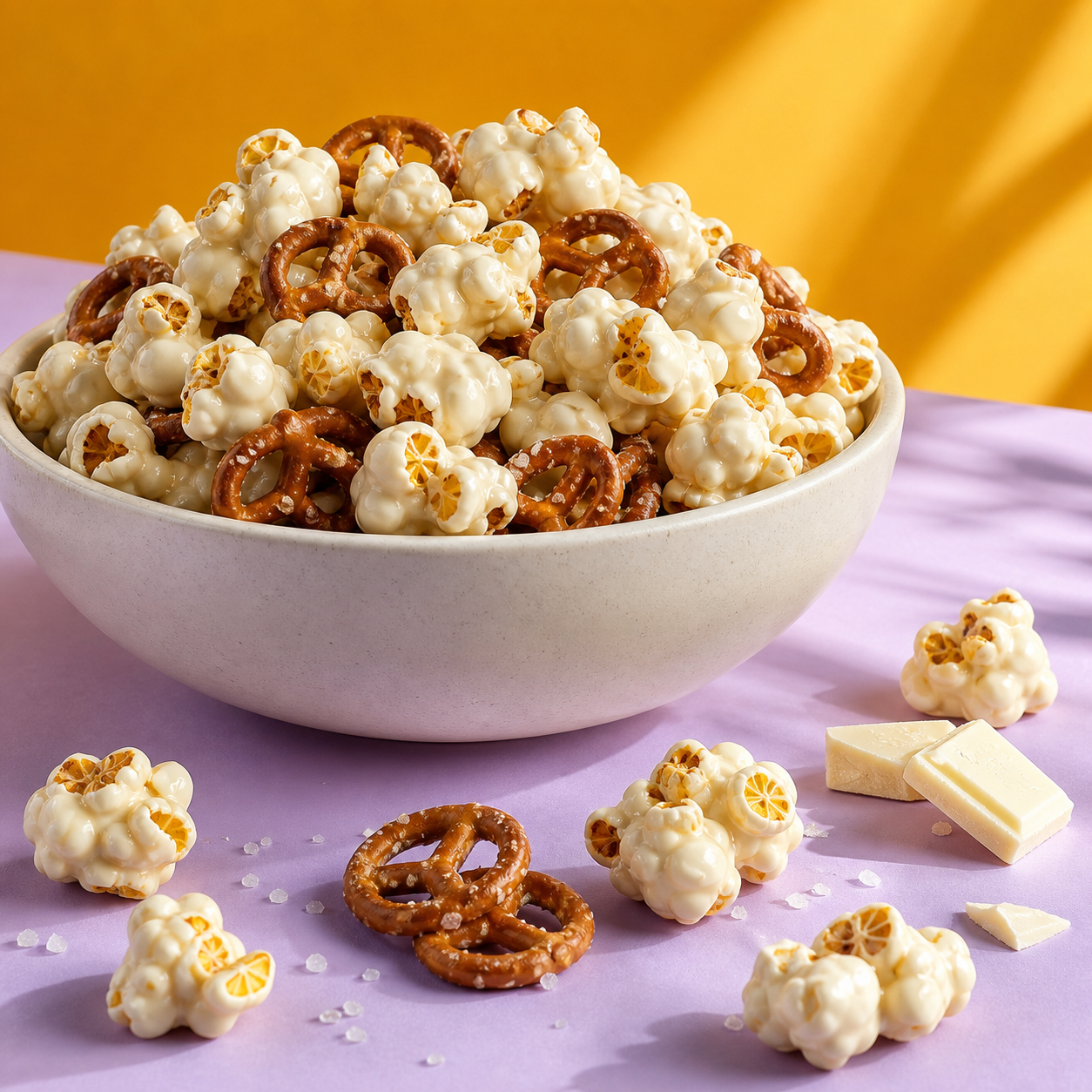 White Chocolate Pretzel Popcorn